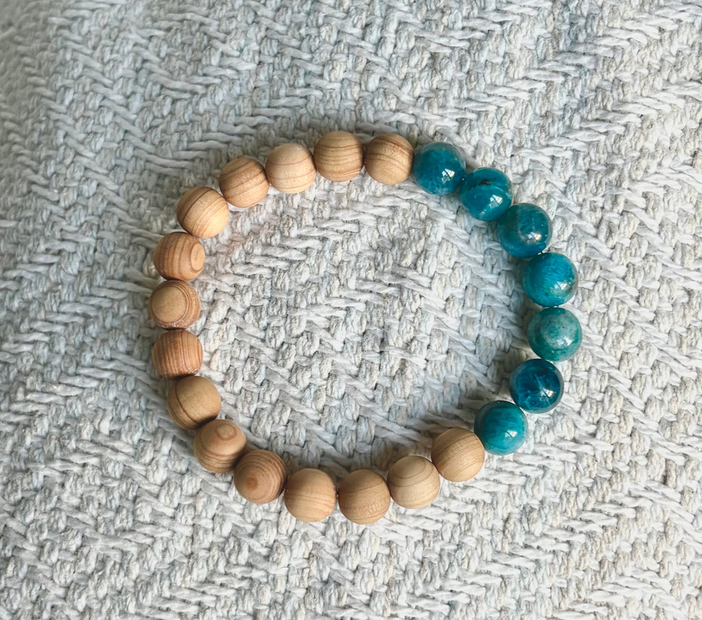 Driftwood and Blue Sky - Coastal Therapy Beaded Bracelet