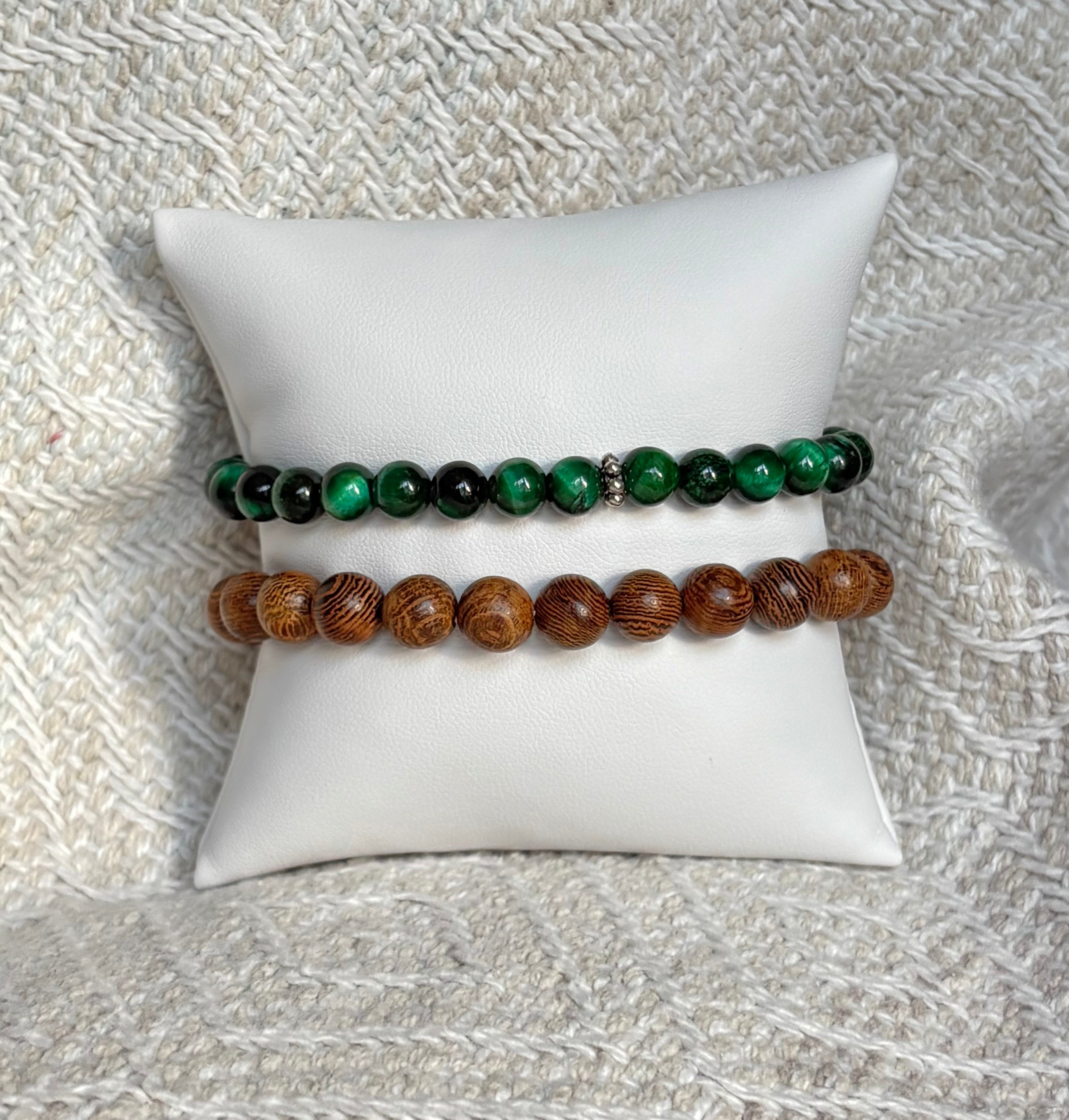 Driftwood and Green Seaweed - Coastal Therapy Beaded Bracelets