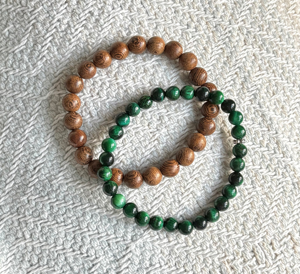 Driftwood and Green Seaweed - Coastal Therapy Beaded Bracelets