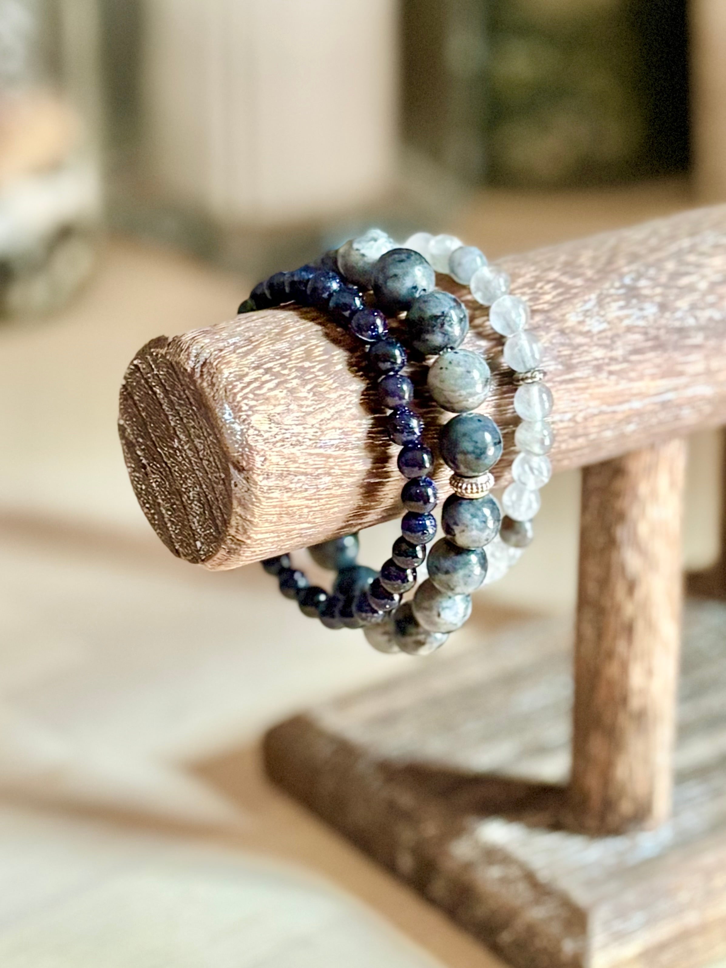 dark mood theme beaded bracelet trio 