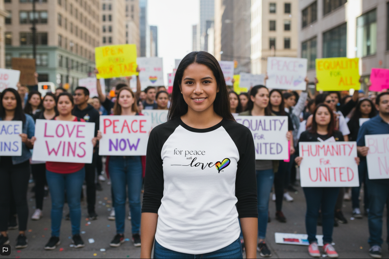 for peace with love Raglan 3/4 Sleeve Tee by Coastal Therapy